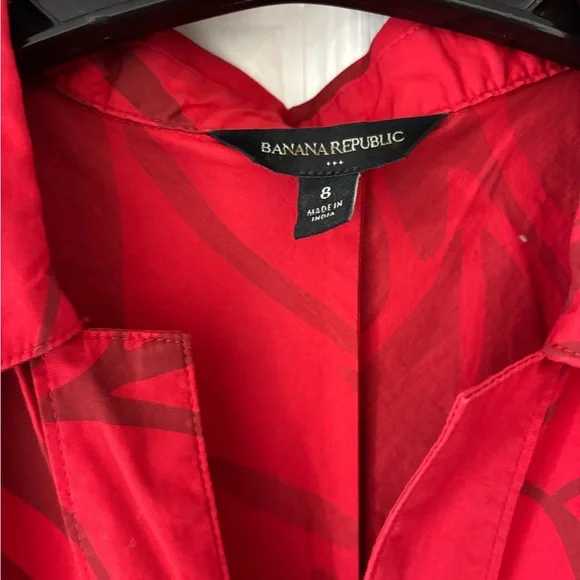 Banana Republic Red Band Waist Poplin Midi Dress - Picture 6 of 6